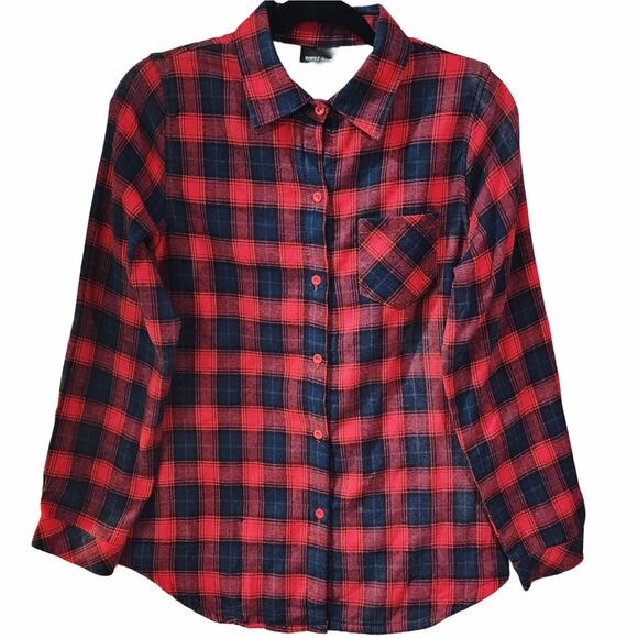 Make Heaven Crowded Custom Upcycled Plaid Sherpa Lined Shirt, Women's M - Picture 4 of 5